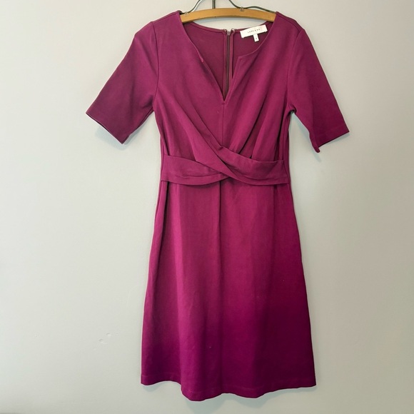 Lark & Ro Women’s 8 Half Sleeve Twist Front A-Line Dress Magenta - Picture 1 of 10